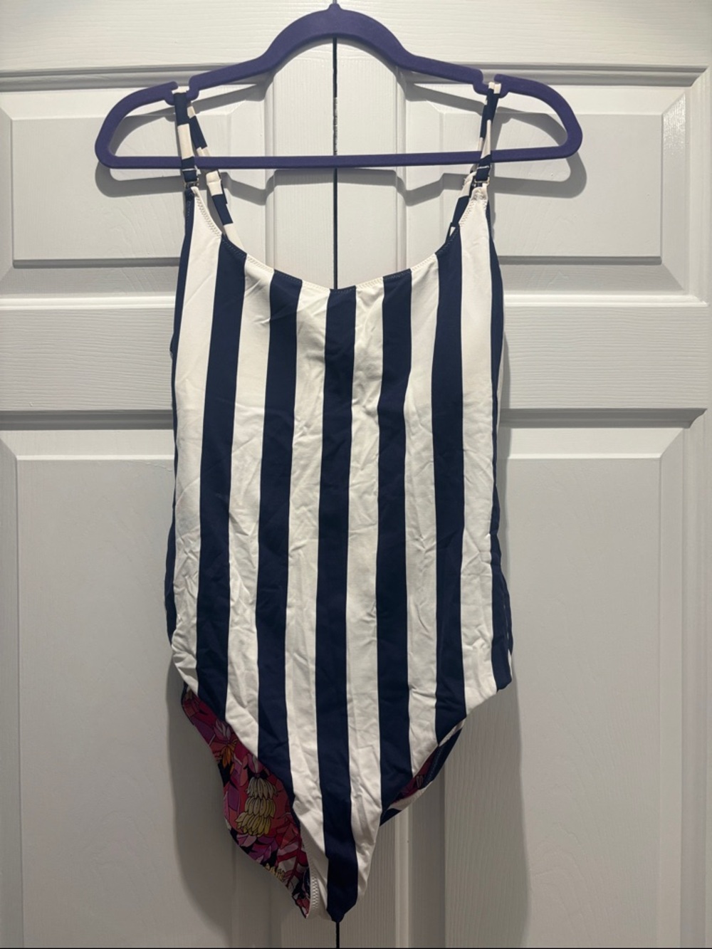 Tommy Bahama Navy and White Striped One-Piece Swimsuit